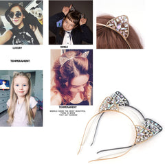 Bnikion crystal cat ears headband worn on a model demonstrates playful style.