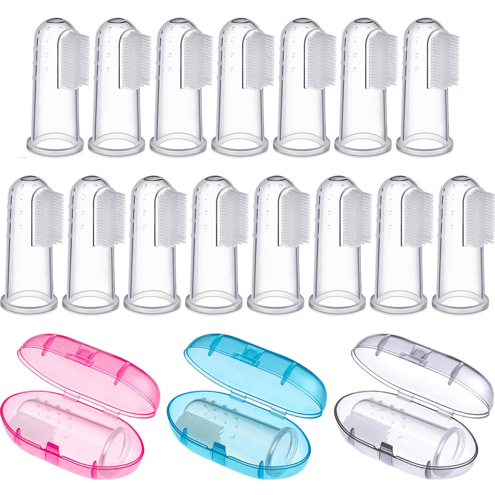 Boao baby finger toothbrushes with storage case in blue color