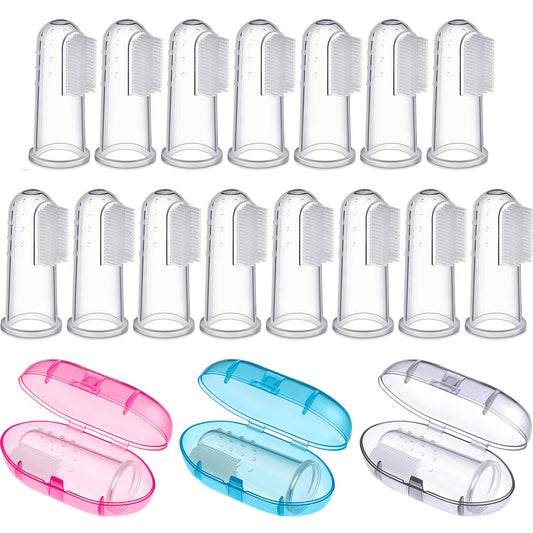 Boao baby finger toothbrushes with storage case in blue color
