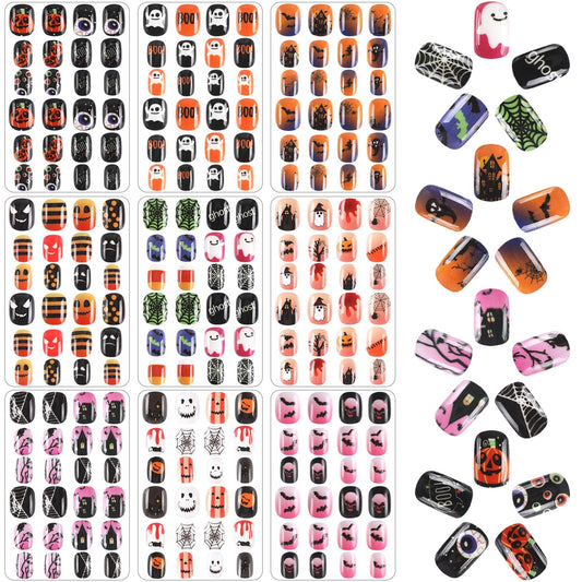 Boardfeb 216pcs Halloween kids press-on nails in packaging for quick party prep