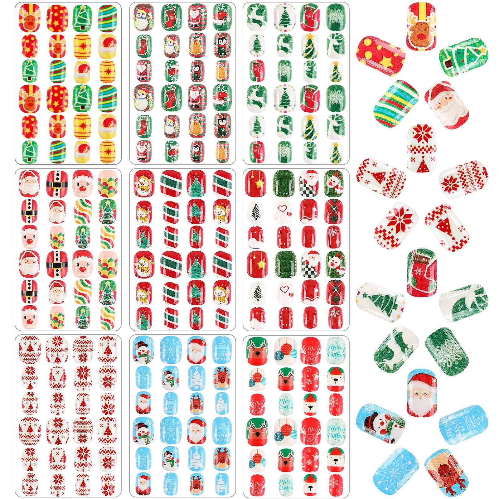 BOARDFEB Christmas kids press-on nails box set for festive manicures.