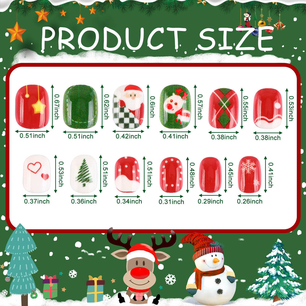 BOARDFEB Santa pattern nails for quick kid friendly manicure.