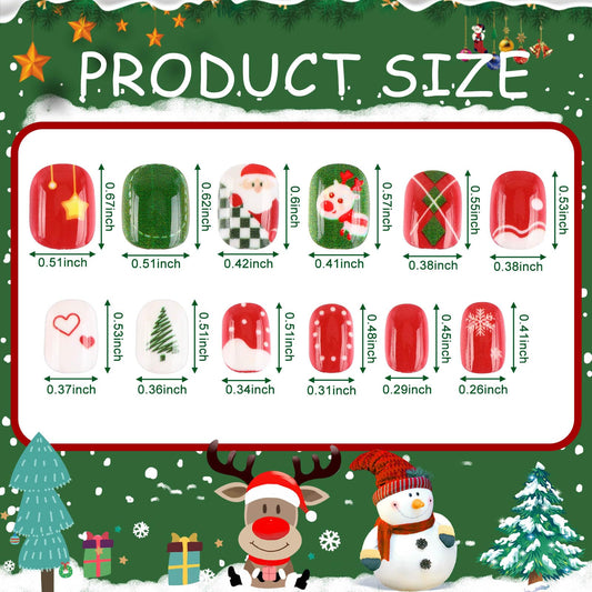 BOARDFEB Santa pattern nails for quick kid friendly manicure.