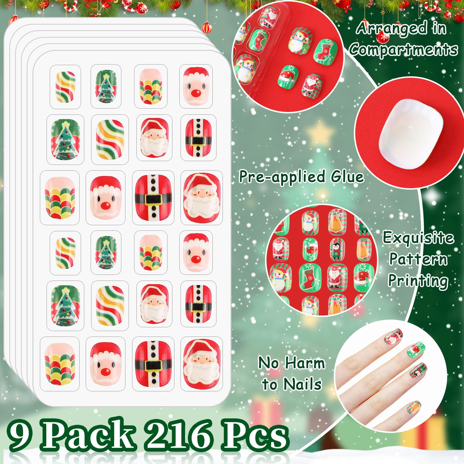 BOARDFEB snowman pattern nails for easy holiday nails.