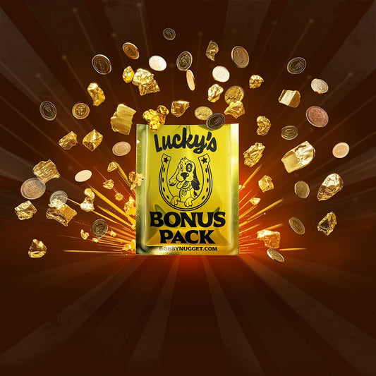 Close-up of gold flakes and fines in Bobby Nugget paydirt