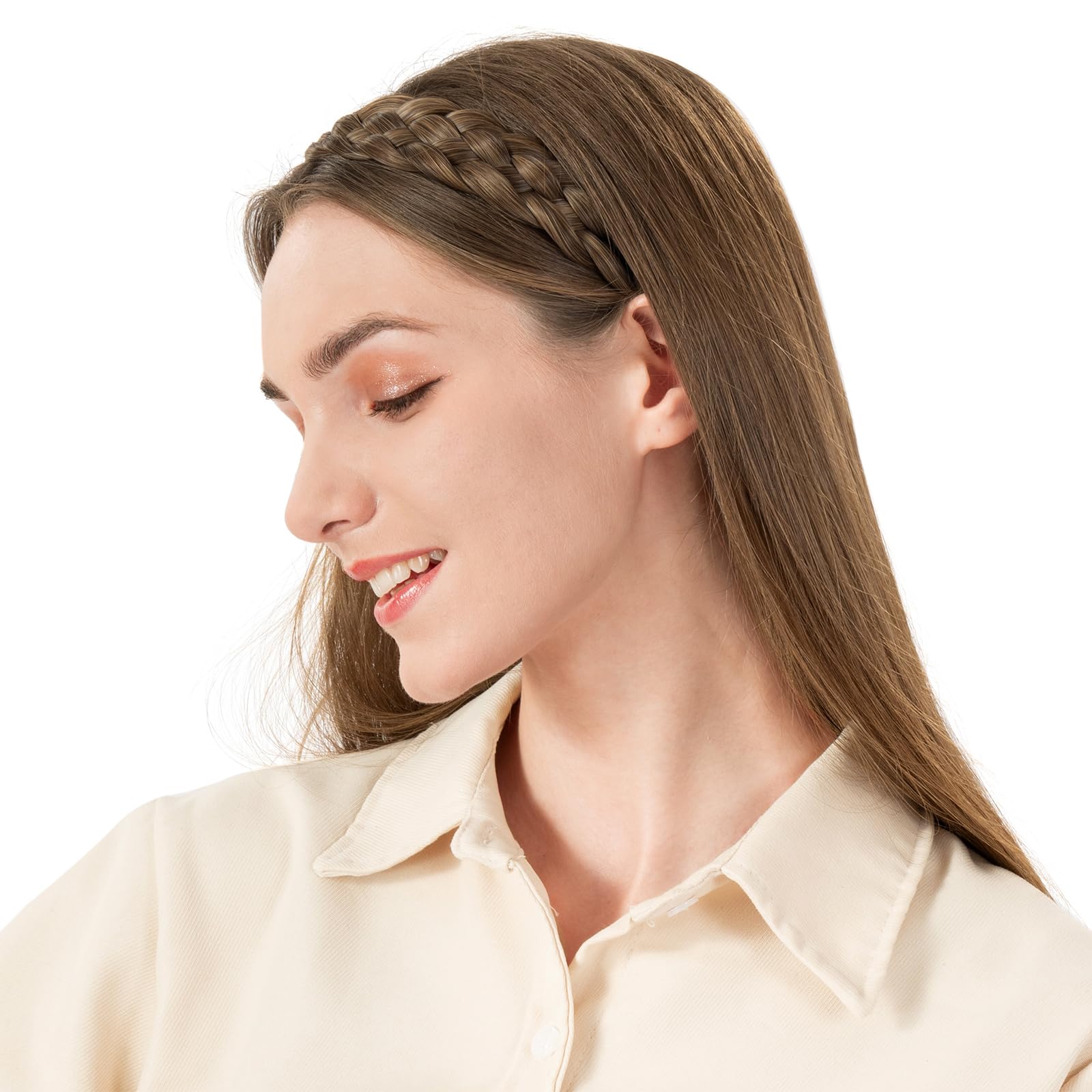 BOBIYA 5 Strands braided headband worn for daily styling and quick transformations.