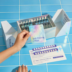 Individual whitening strip sheets ready for use