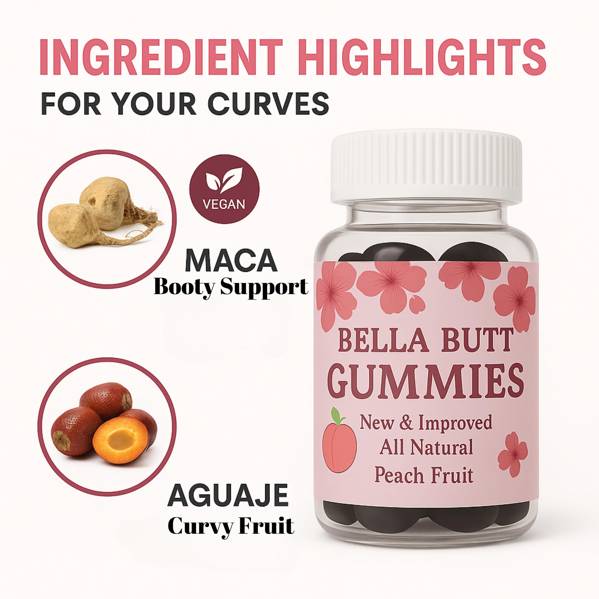Bodied by Bella Butt Gummies Peach Shake packaging
