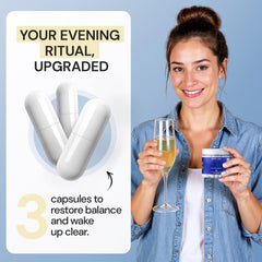 Body C.E.O. After Drinking Aid ingredients icons highlight natural components and DHM.
