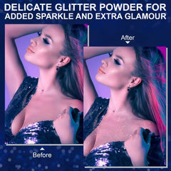 Body Glitter Spray clothing glitter enhances outfits with sparkling effect.