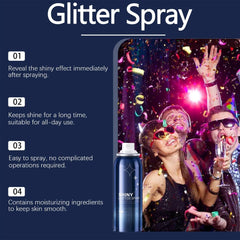 Body Glitter Spray festival look for easy, fast-drying shimmer.