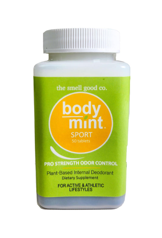 Body Mint Sport bottle containing 50 tablets