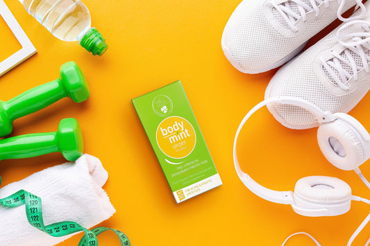 Close-up of Body Mint Sport tablets