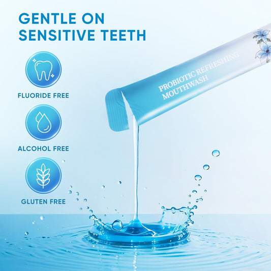 Open travel-size mouthwash strip