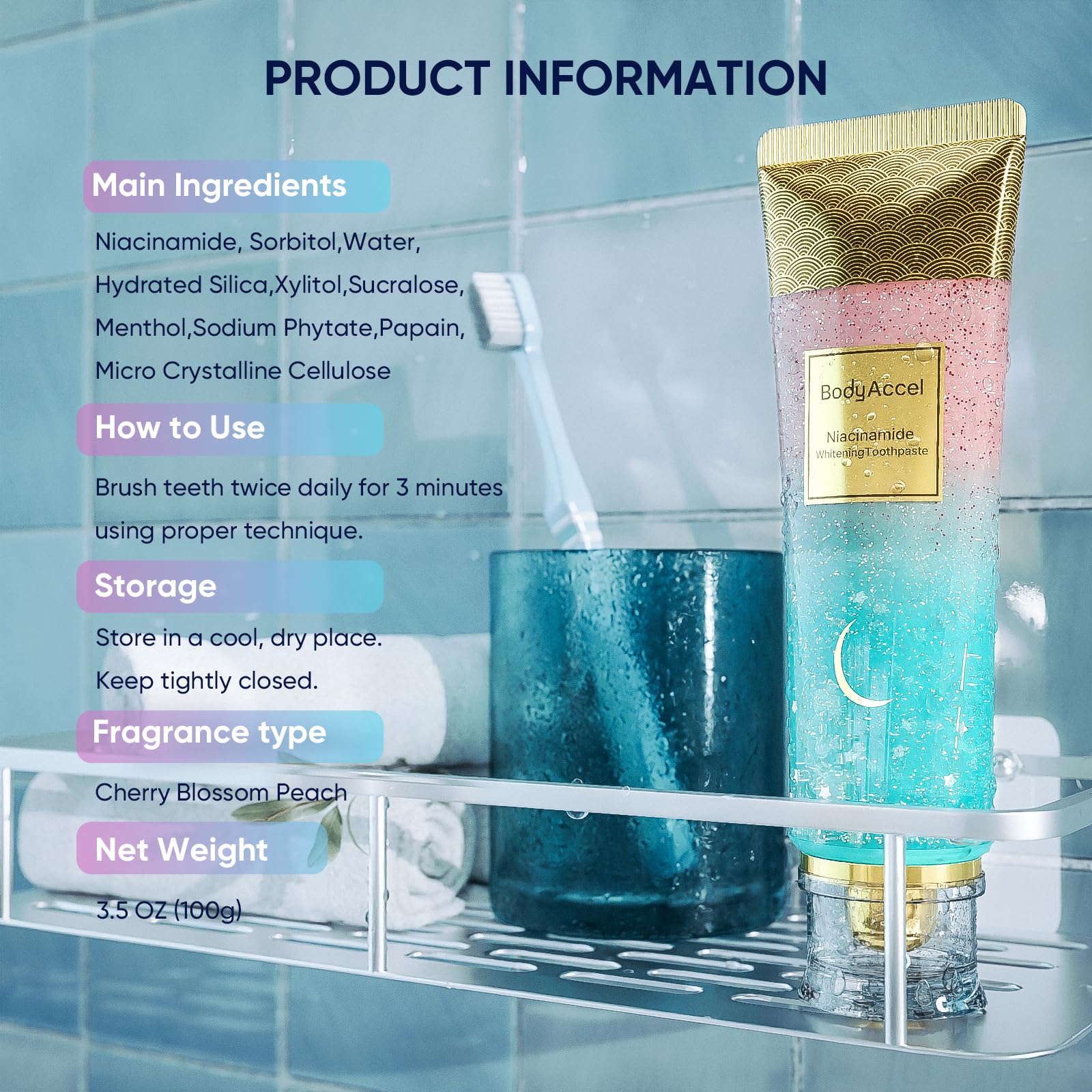 Dual-color toothpaste packaging highlighting natural extracts