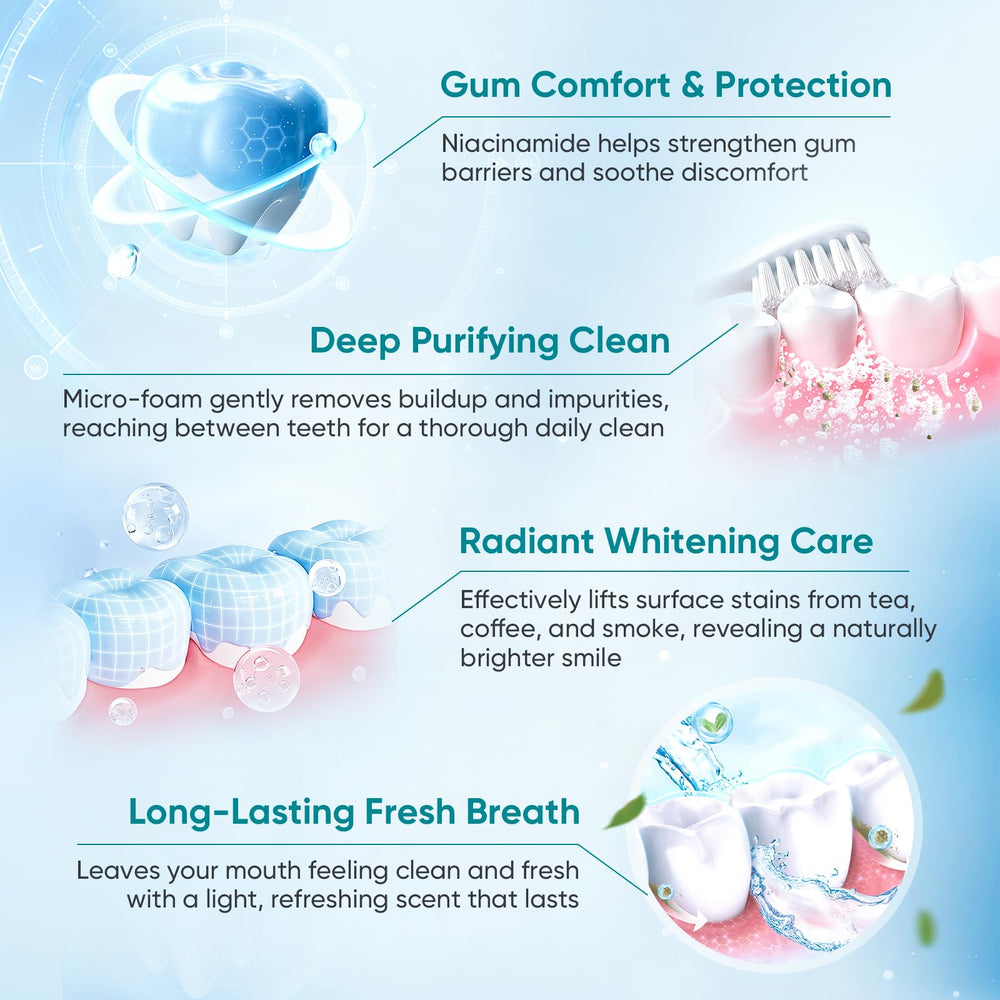 Close-up of natural ingredients including niacinamide and xylitol