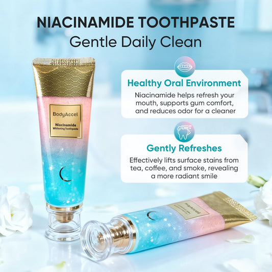 Close-up of toothpaste with whitening particles