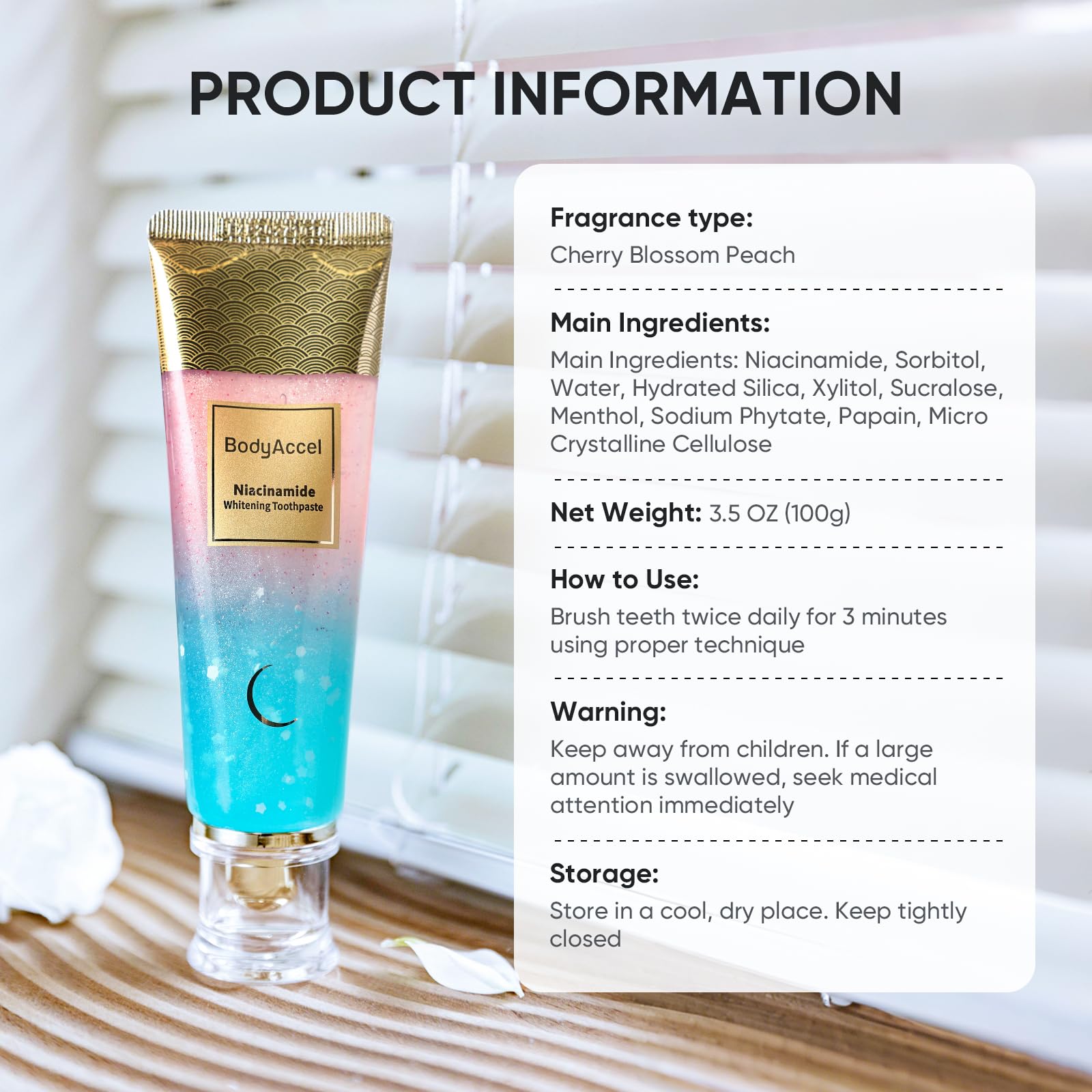 Fluoride-free formula illustration for BodyAccel toothpaste
