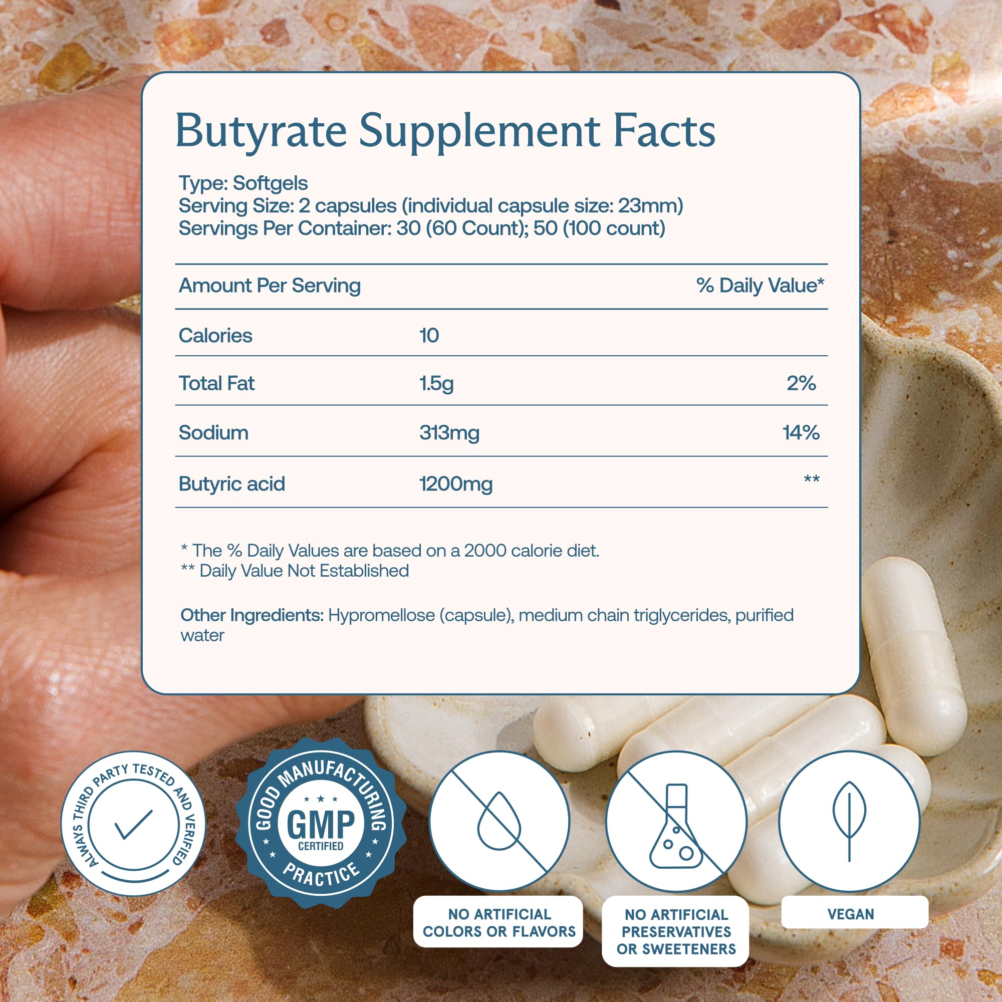 Digestive support: Butyrate aiding digestion and reducing bloating