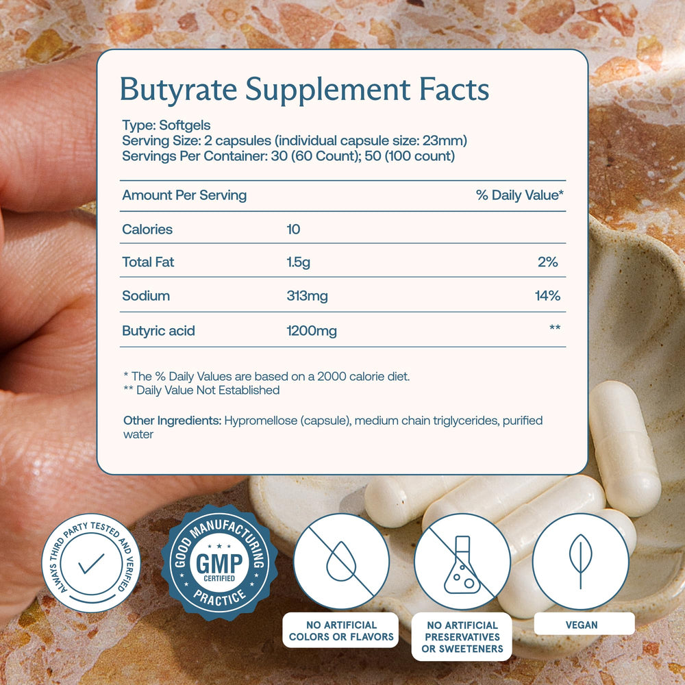 Digestive support: Butyrate aiding digestion and reducing bloating
