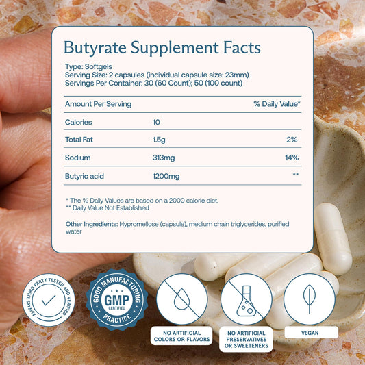 Digestive support: Butyrate aiding digestion and reducing bloating
