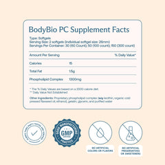 BodyBio PC capsules daily use promotes brain health and steady energy.