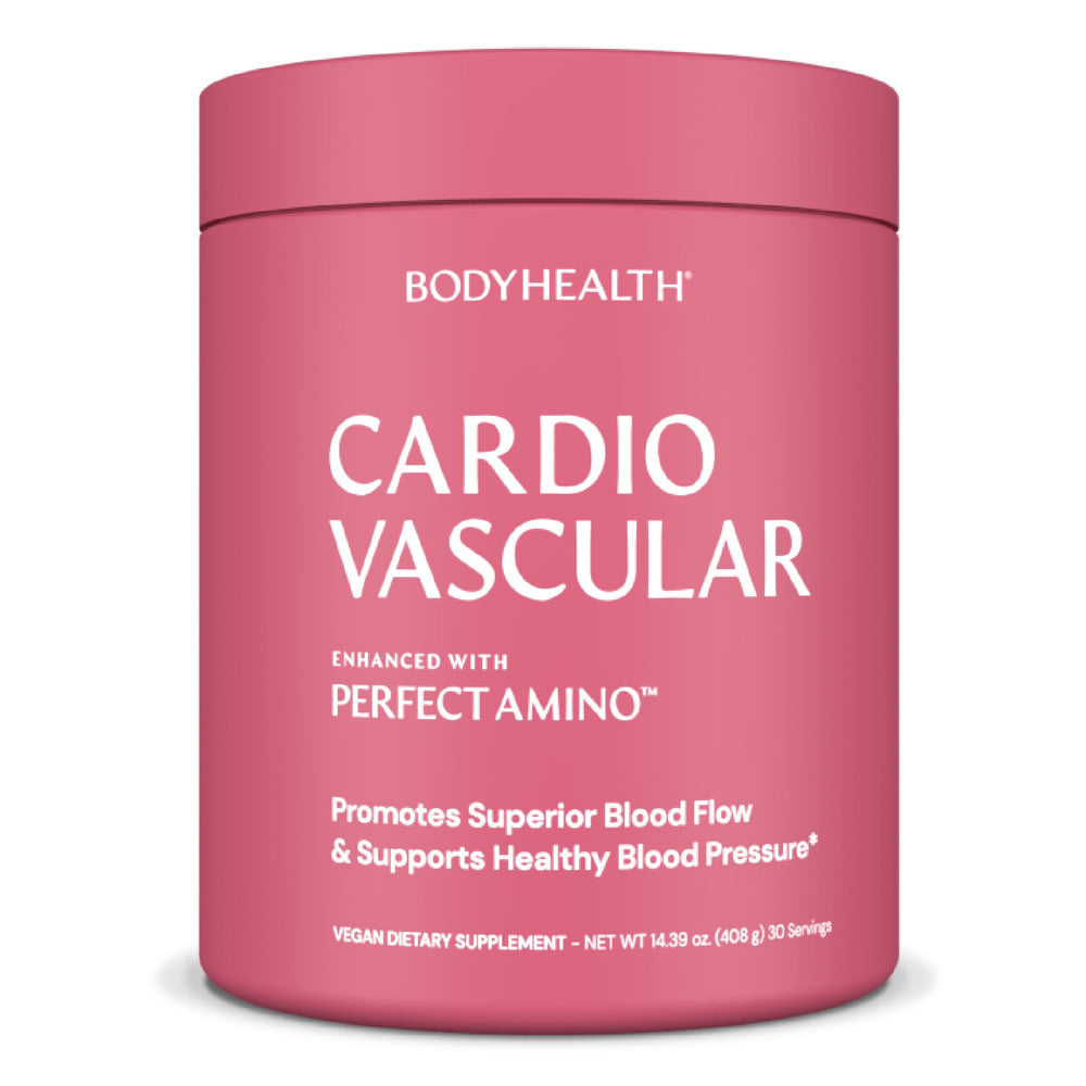 Front bottle of BodyHealth Cardio Vascular chocolate flavor, 30 servings