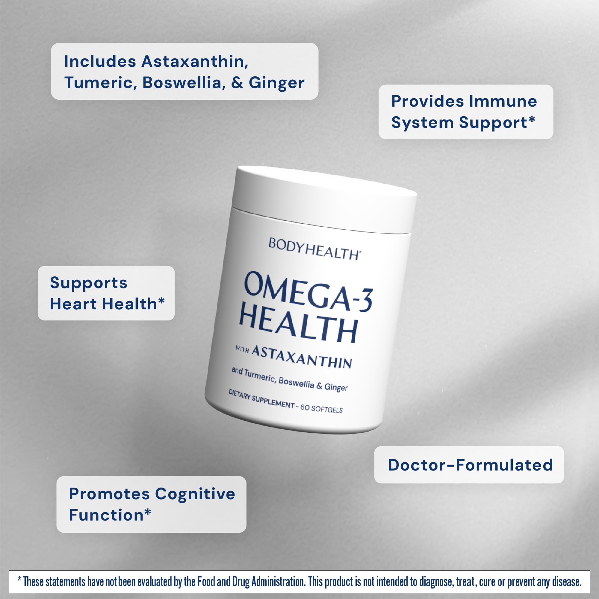 Omega-3 fish oil softgels promoting heart health