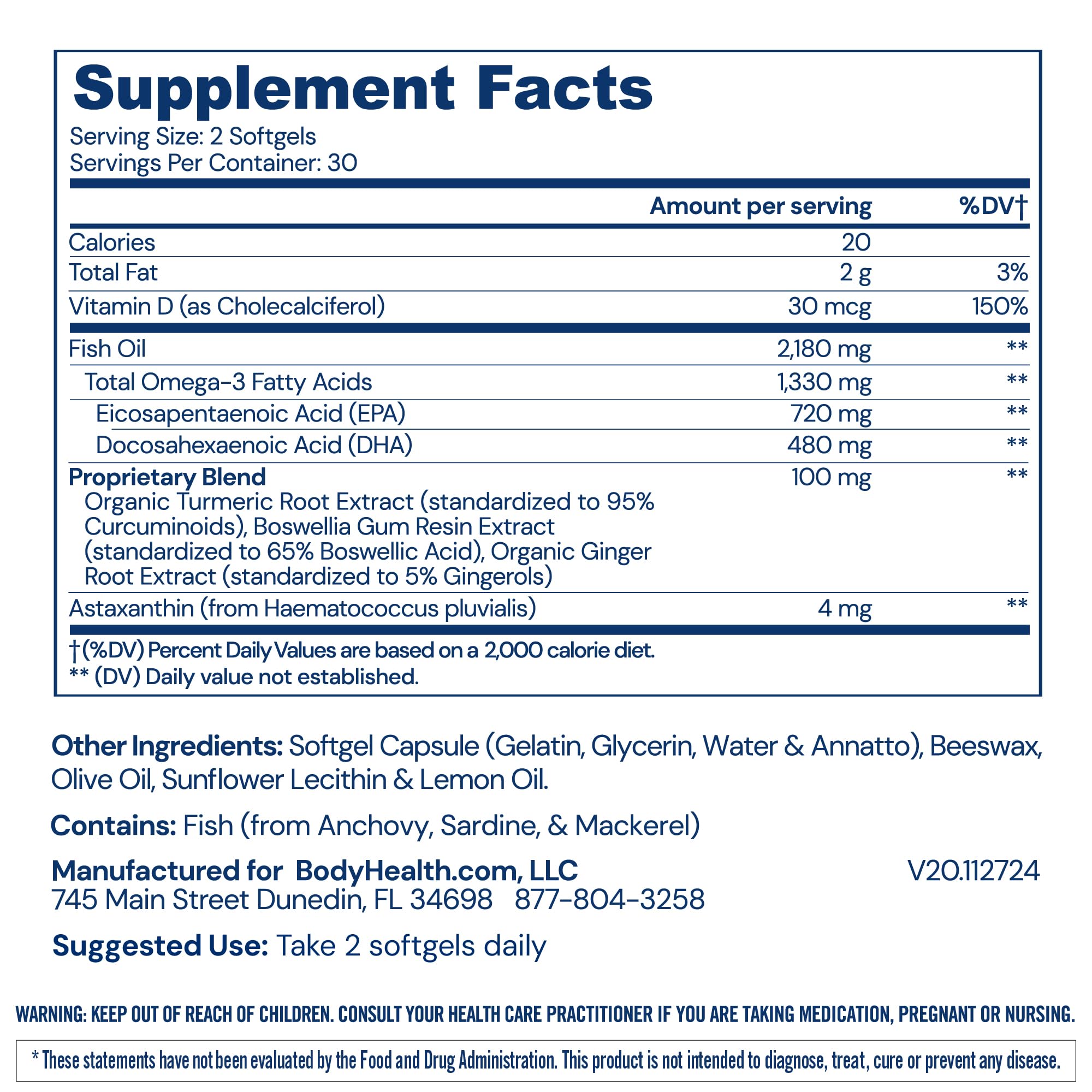 BodyHealth Omega3 purity and quality formulation for potency.