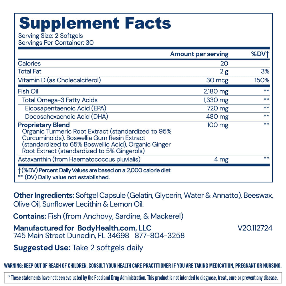 BodyHealth Omega3 purity and quality formulation for potency.