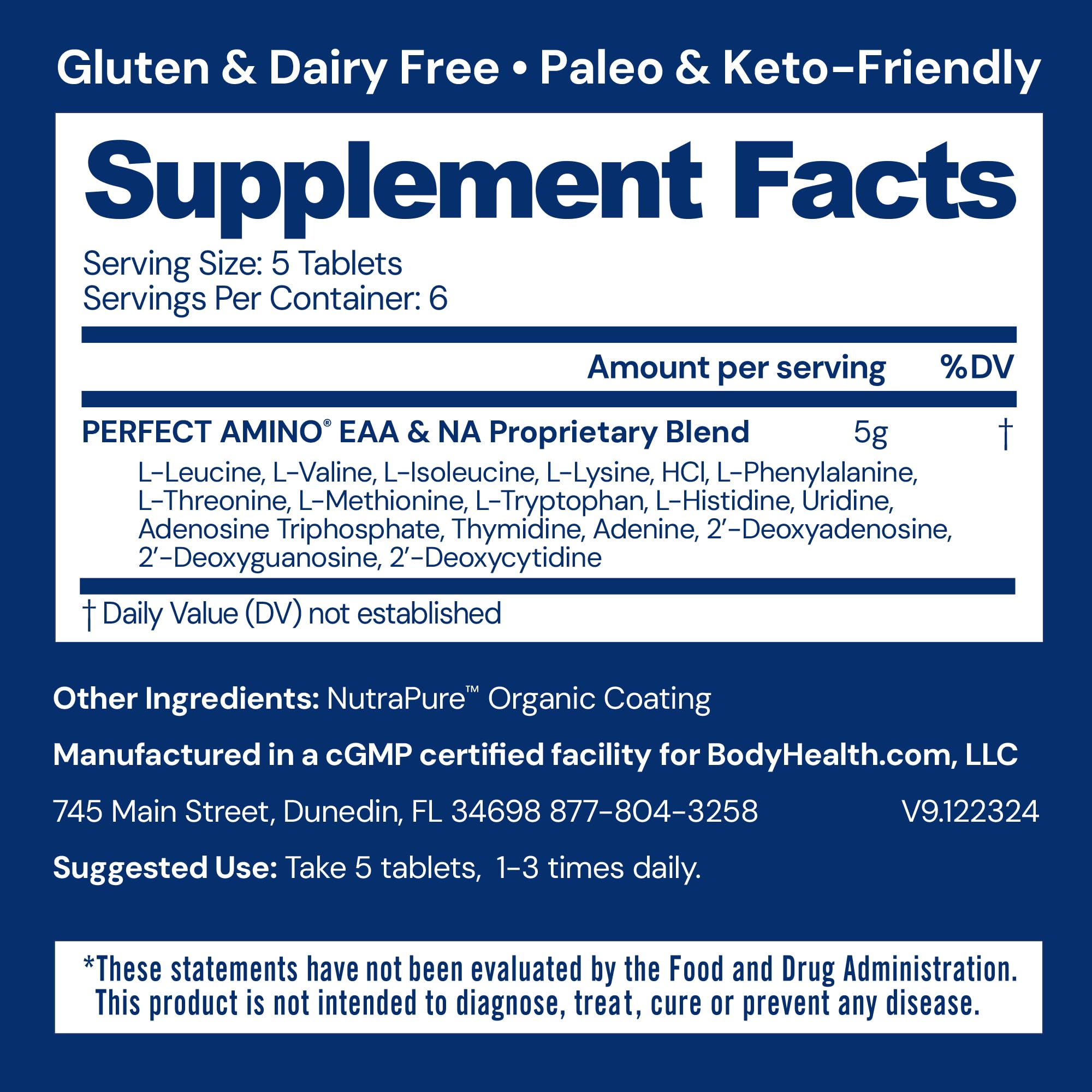 Amino acids and BCAAs highlighted on packaging