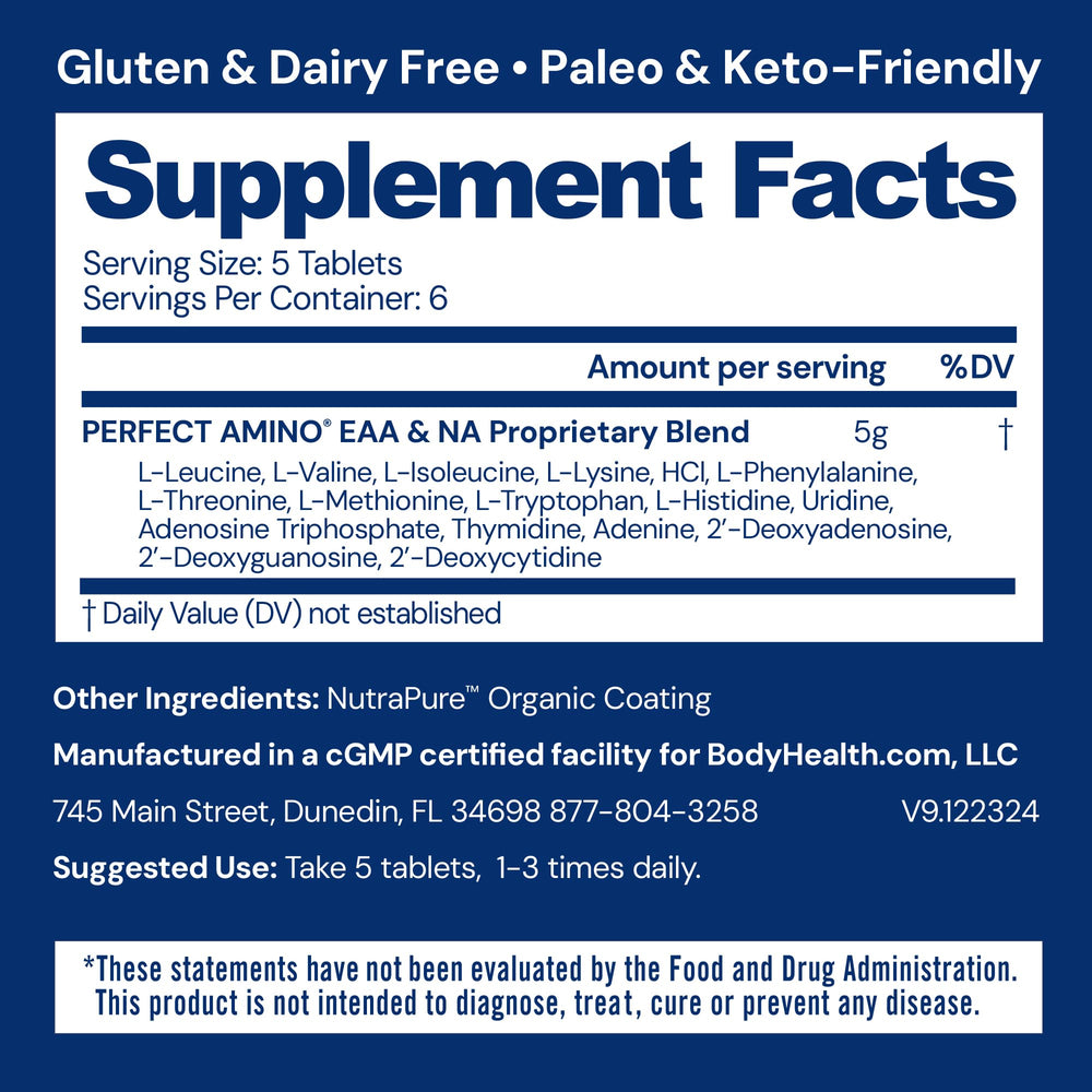 Amino acids and BCAAs highlighted on packaging