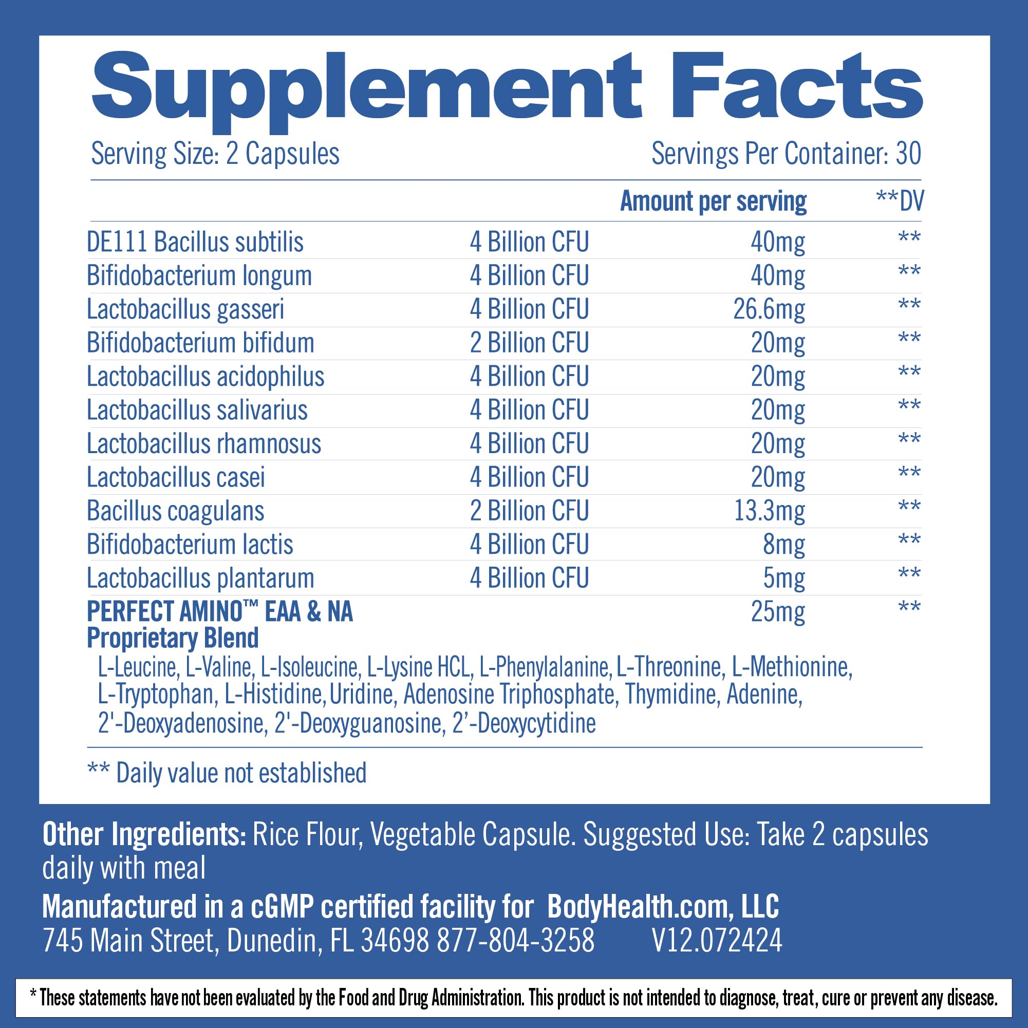Close-up of the product label highlighting 40B live cultures and 11 strains