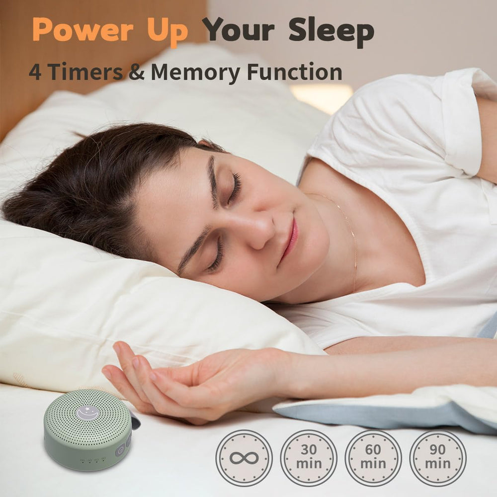 BodyHush mini sound machine sound library close-up displays 30 soothing options.