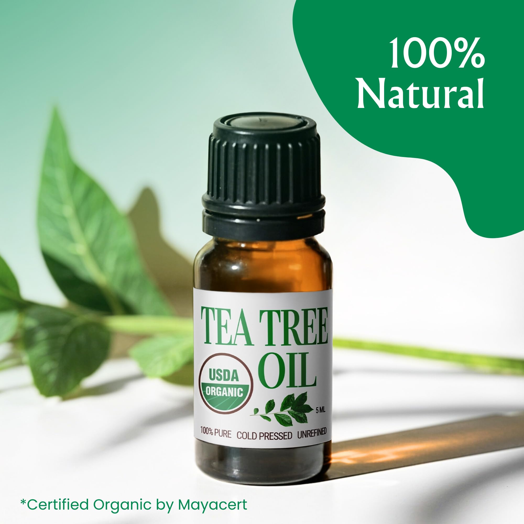 5 ml tea tree oil bottle with dropper cap