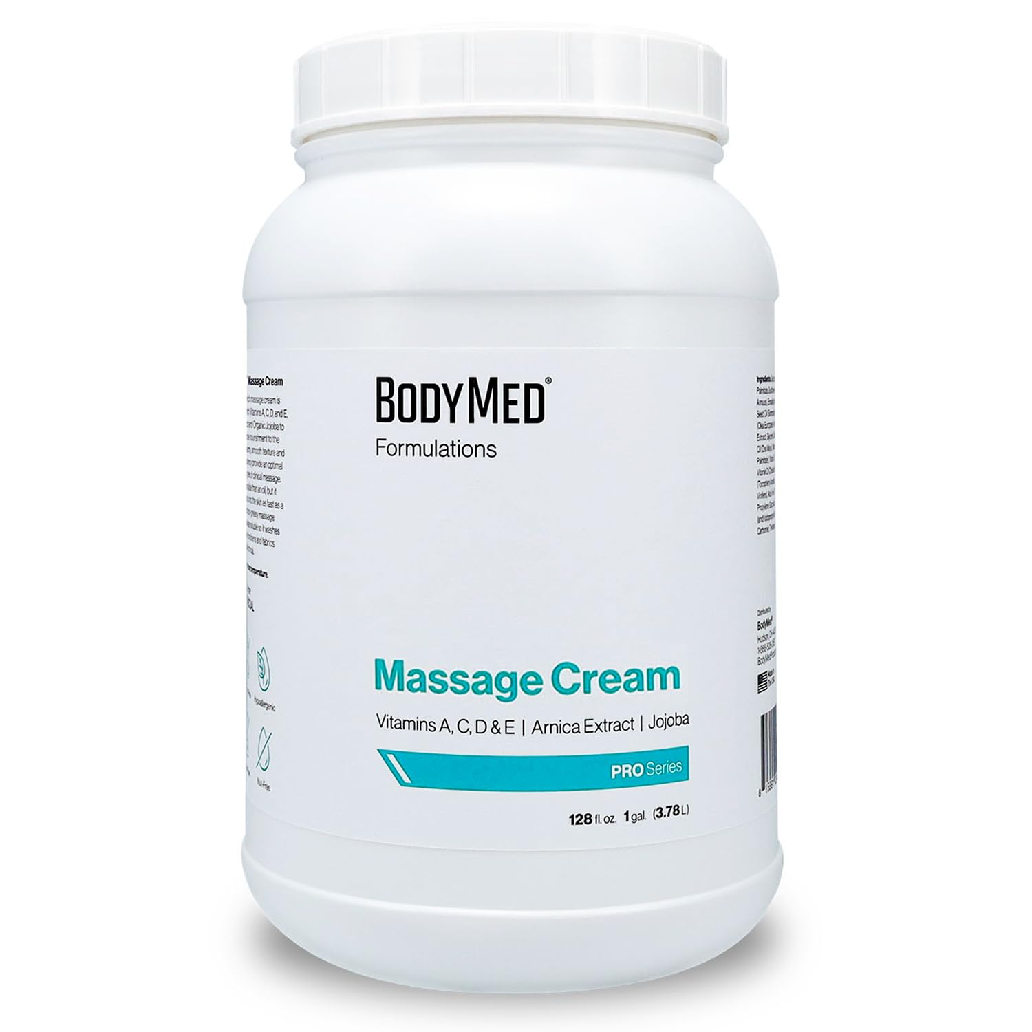 Front view of BodyMed Formulations Massage Cream 1 gallon bottle (fragrance-free)