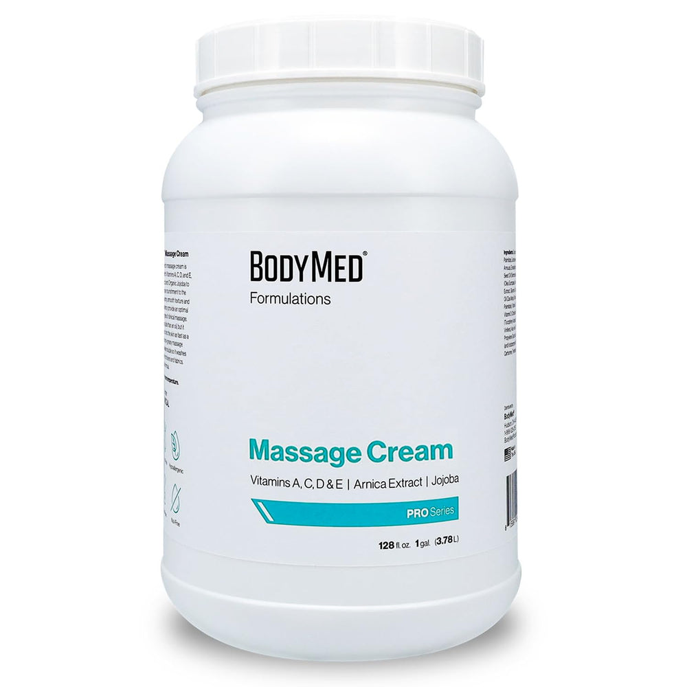 Front view of BodyMed Formulations Massage Cream 1 gallon bottle (fragrance-free)