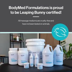 Close-up of label highlighting fragrance-free and Leaping Bunny Certified