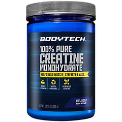 Front view of BODYTECH 100% Pure Creatine Monohydrate Powder – unflavored, 10.58 oz