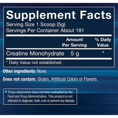 BODYTECH Creatine Monohydrate bottle back label with nutrition facts
