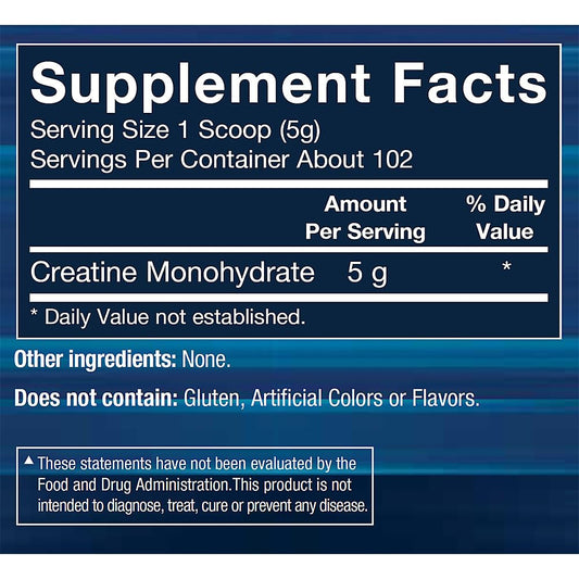 BODYTECH Creatine powder back panel with nutrition facts