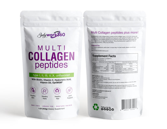 BODYWORK360 Multi Collagen Peptides Powder Unflavored bottle front