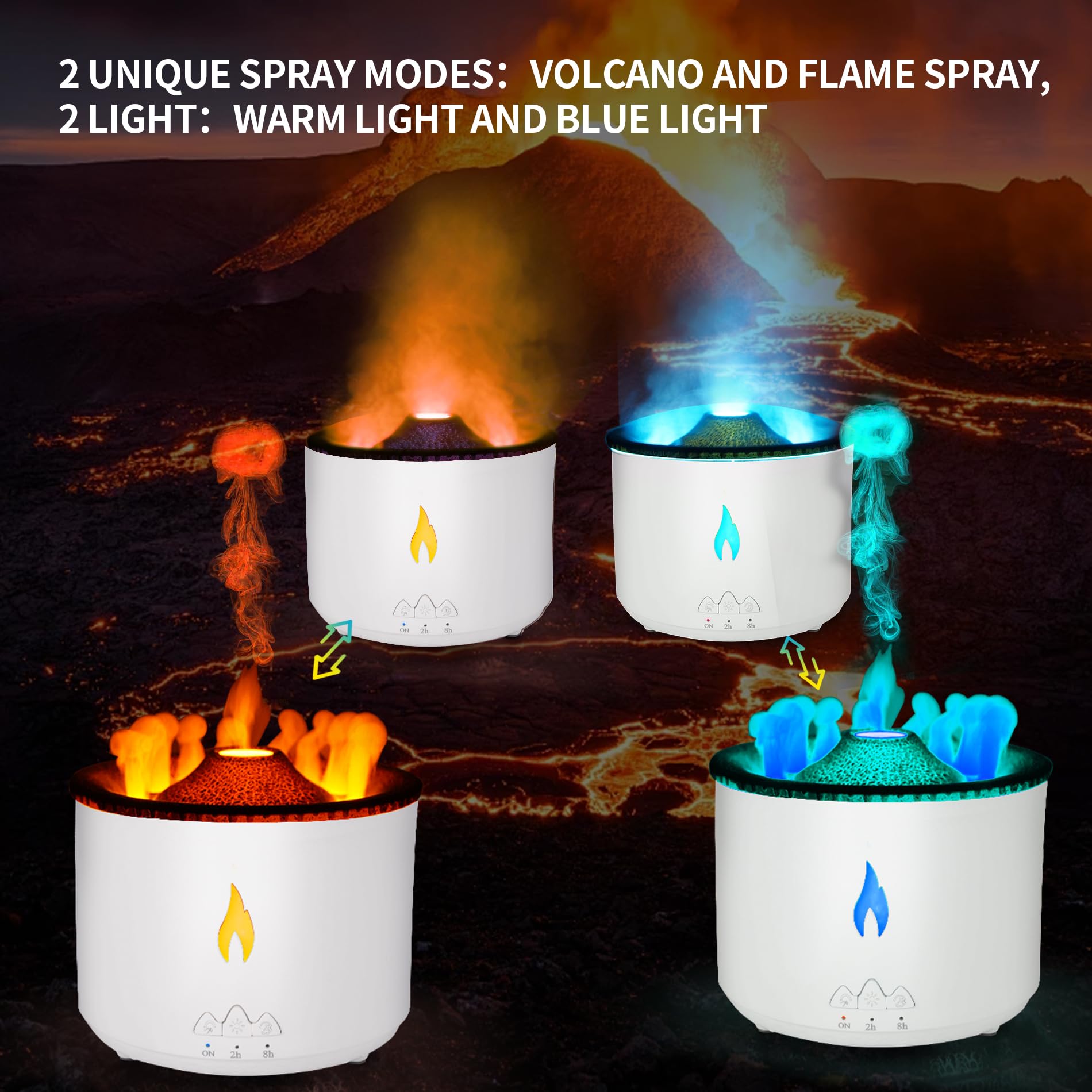 BOHOFAM diffuser in Volcano mode releasing mist