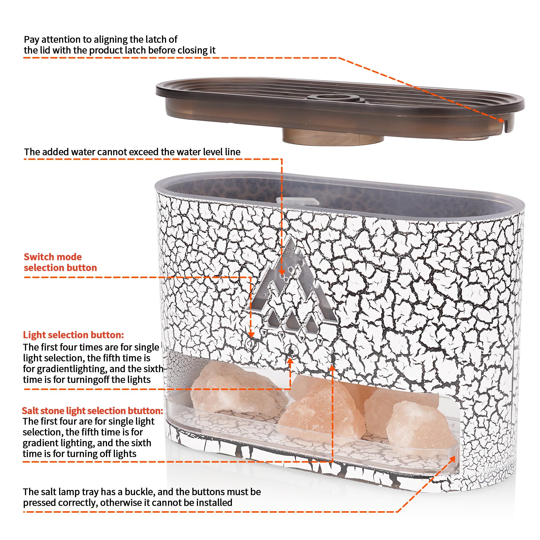 Night glow with diffuser off highlighting salt lamp