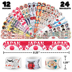 BOIKOKY 24 Japan-inspired slap bracelets add fun to birthdays and classroom activities