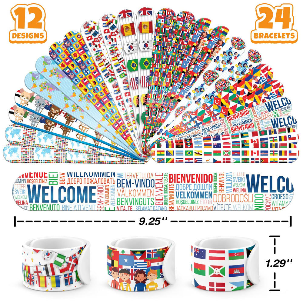BOIKOKY globe-themed slap bracelets for colorful party favors