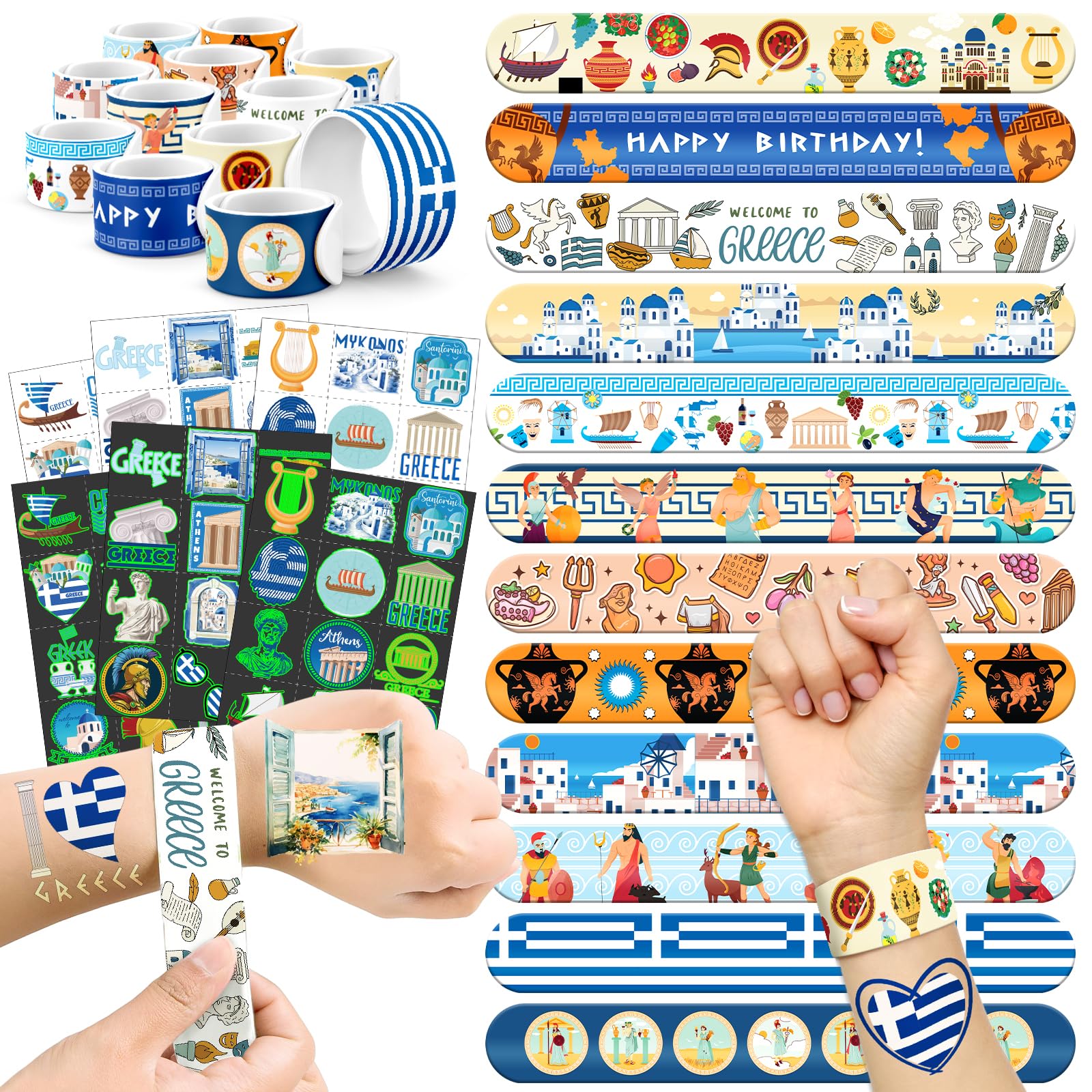 BOIKOKY Greek mythology slap bracelets with 24 designs for festival favors