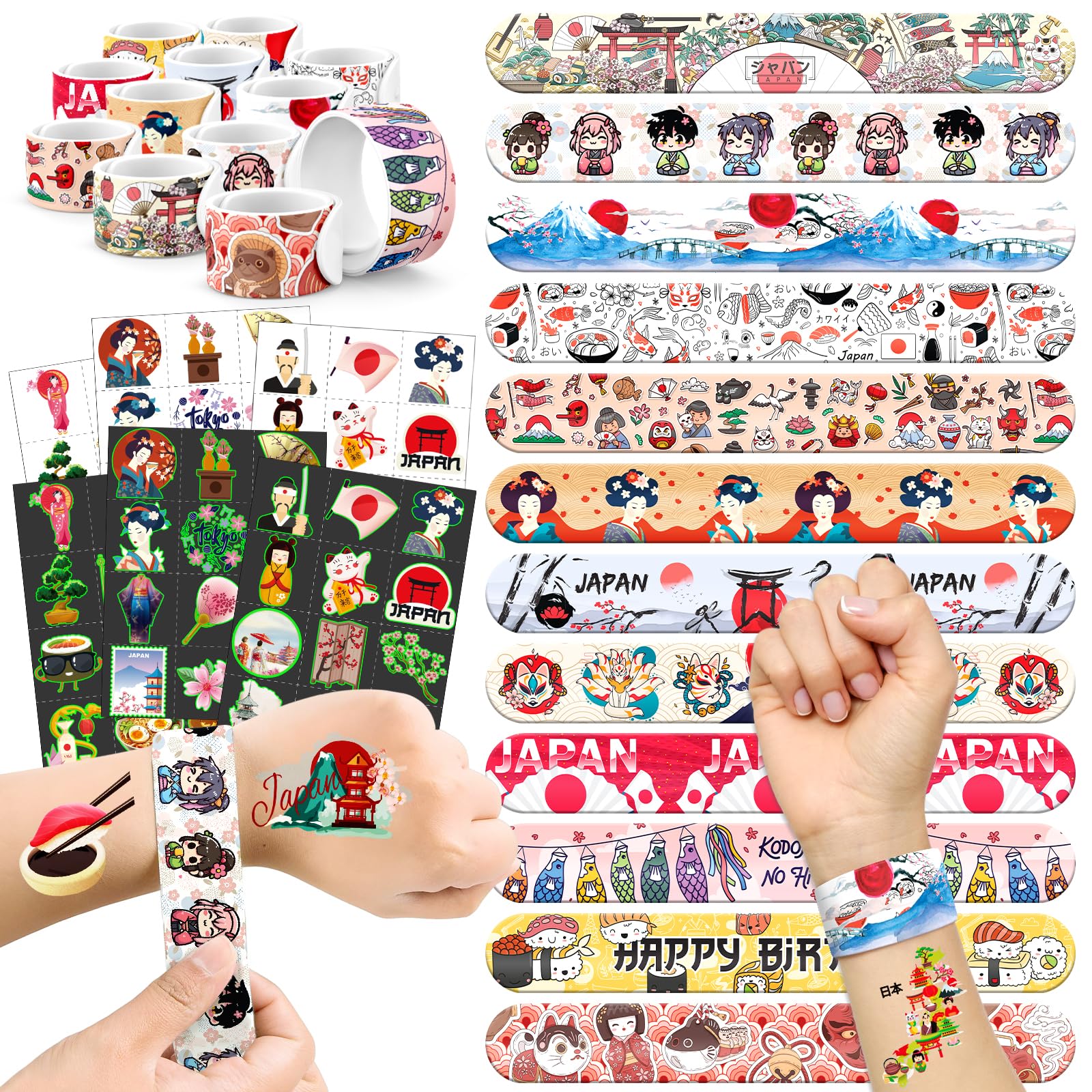 BOIKOKY Japan-themed favor set slap bracelets showcase playful designs for parties