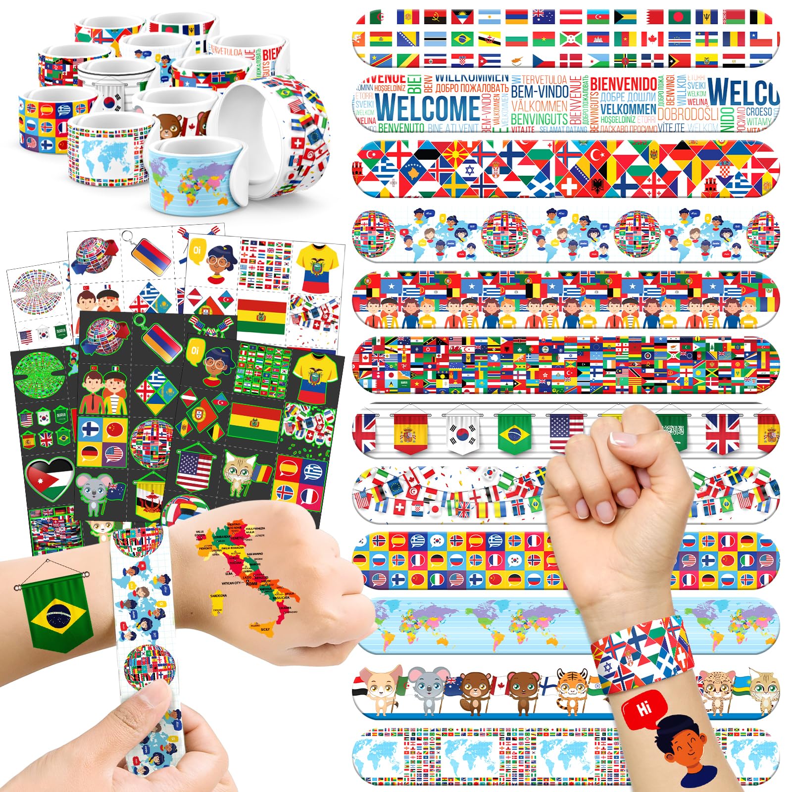 BOIKOKY world flag tattoos bundle for classroom activities