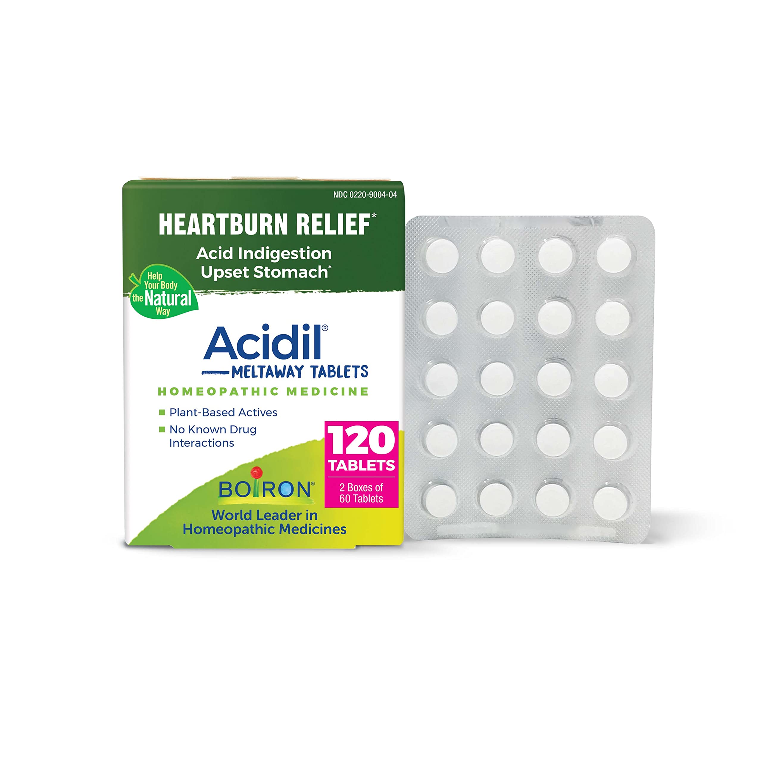 Boiron Acidil box sealed blister for on-the-go heartburn relief